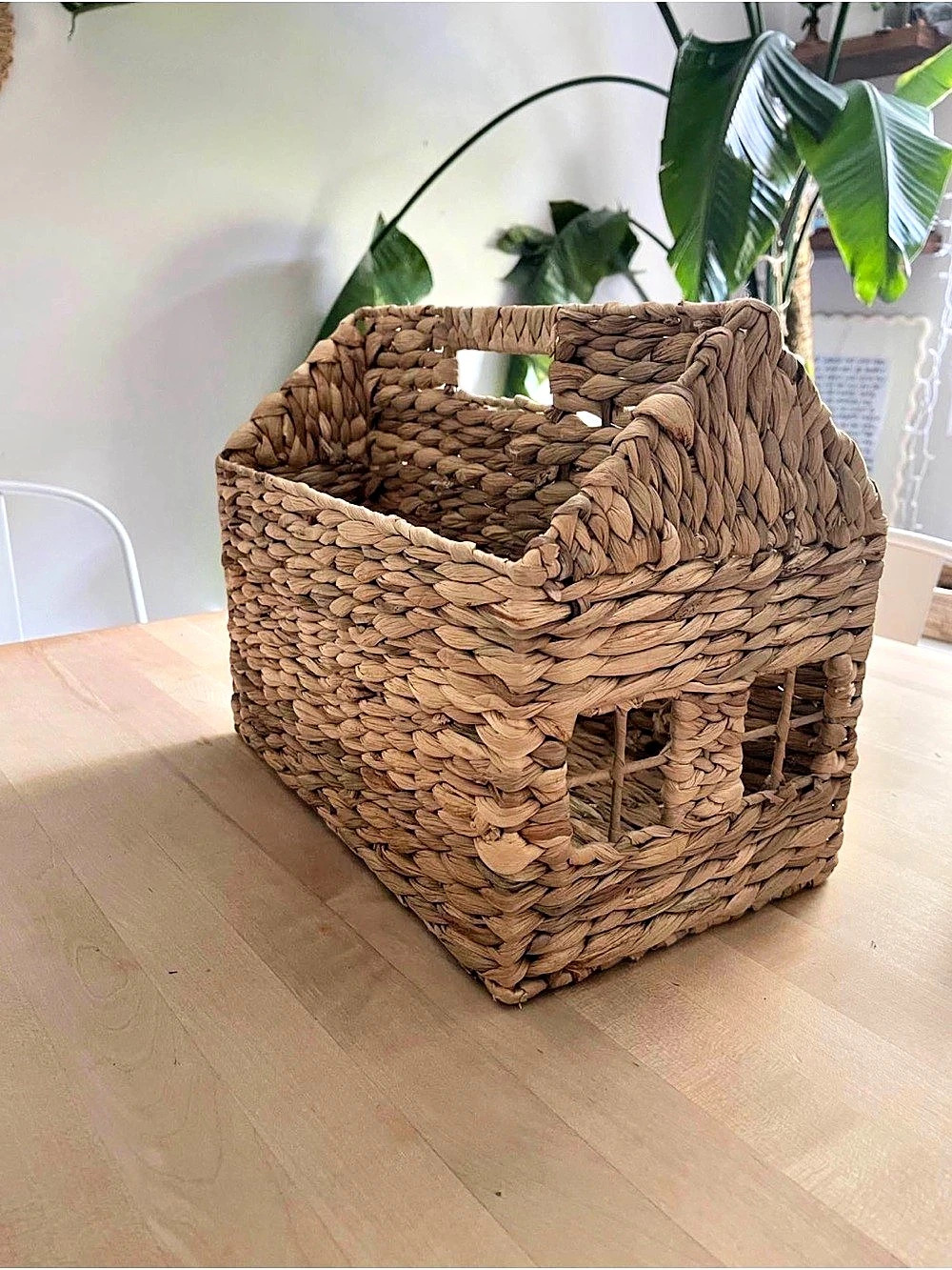 Woven House Storage Basket in Brown